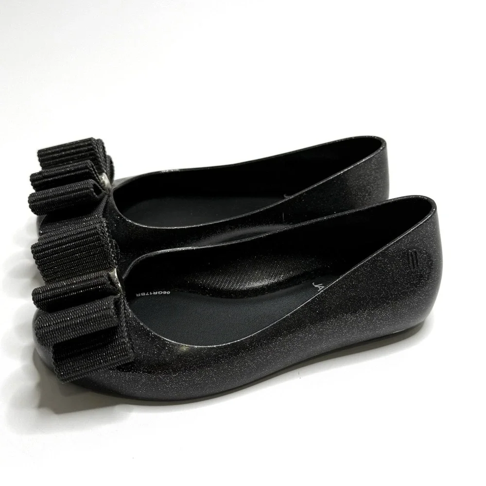 Melissa Space Love x Jason Wu Black Glitter Ballet Flat Shoes Girls US‎ 11 Bow